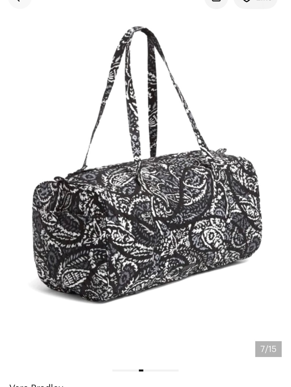 NWT Vera Bradley Large Traveler Duffel in Paisley Noir